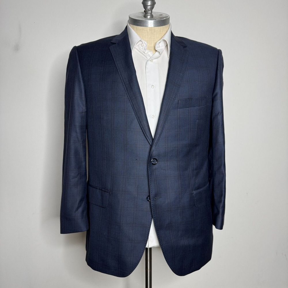 Joseph Bach Sartoriale‎ Sport Coat Blazer 48R (58 it) Mens Blue Check Wool